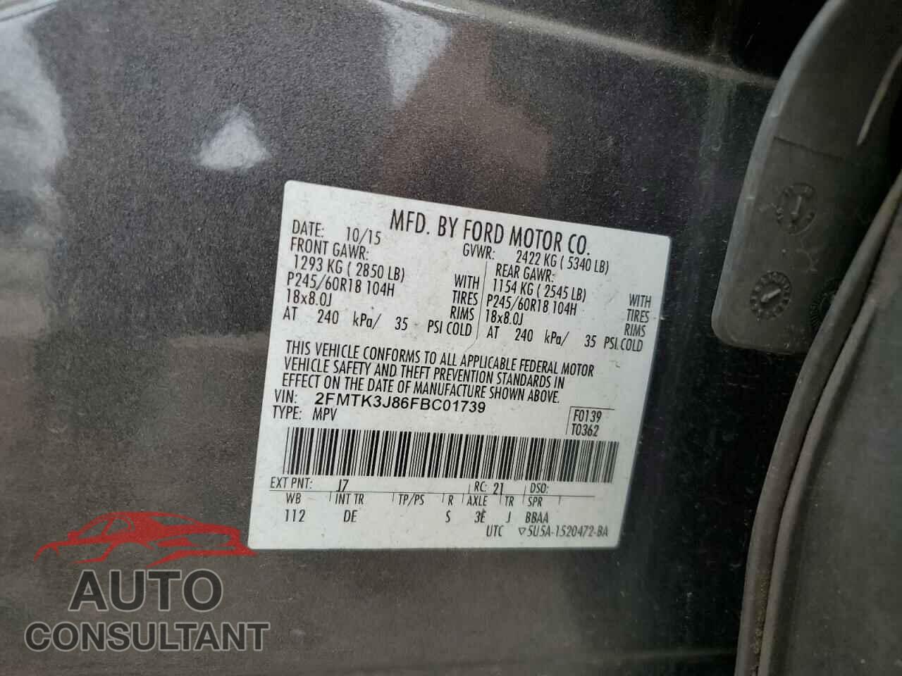 FORD EDGE 2015 - 2FMTK3J86FBC01739