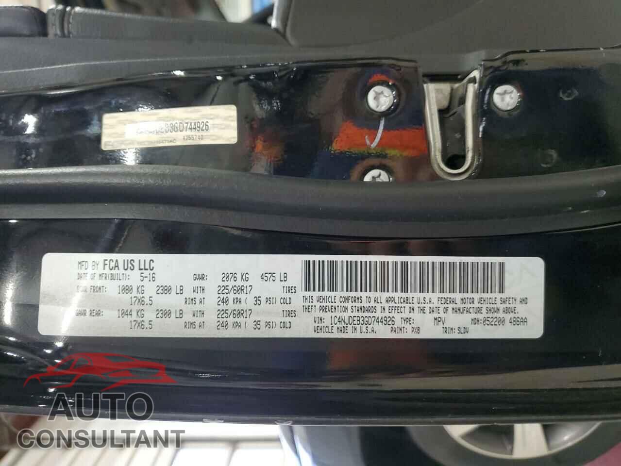 JEEP COMPASS 2016 - 1C4NJDEB3GD744926
