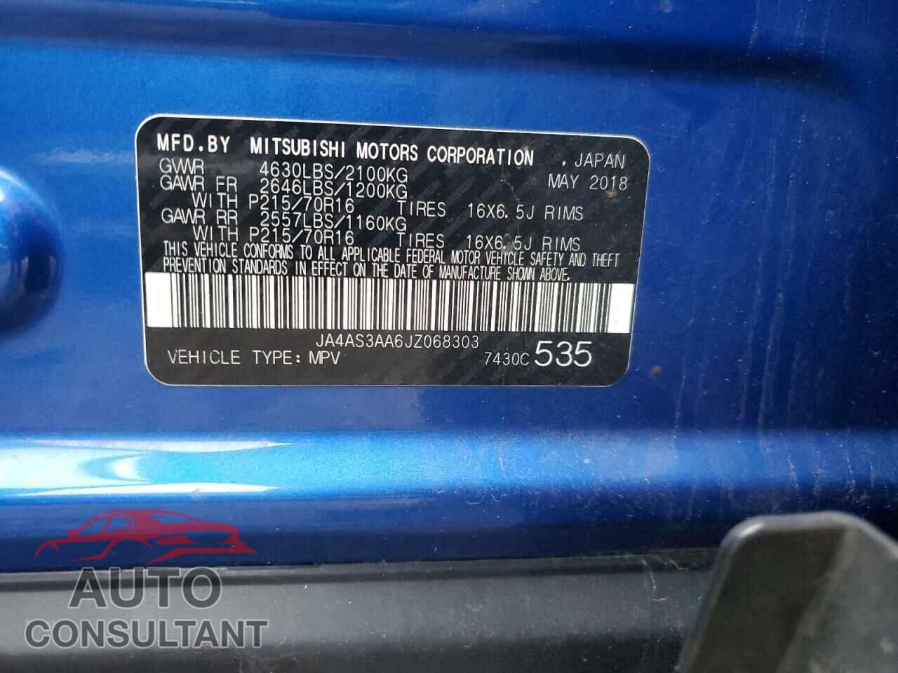 MITSUBISHI ECLIPSE 2018 - JA4AS3AA6JZ068303