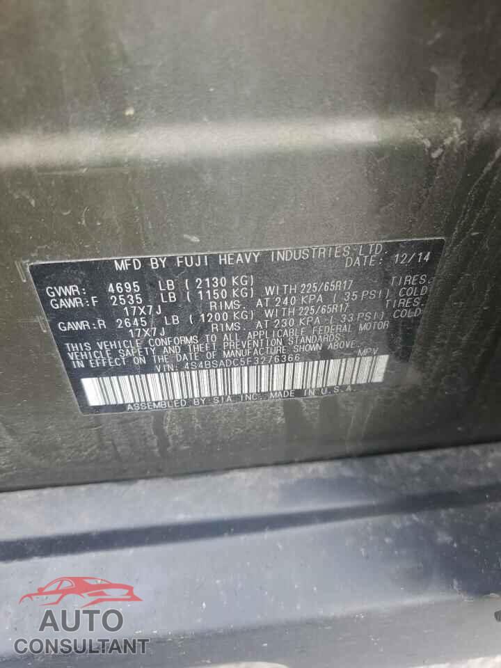 SUBARU OUTBACK 2015 - 4S4BSADC5F3276366