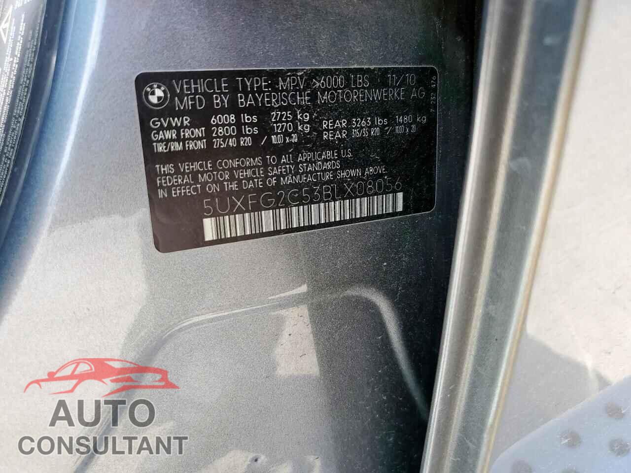 BMW X6 2011 - 5UXFG2C53BLX08056