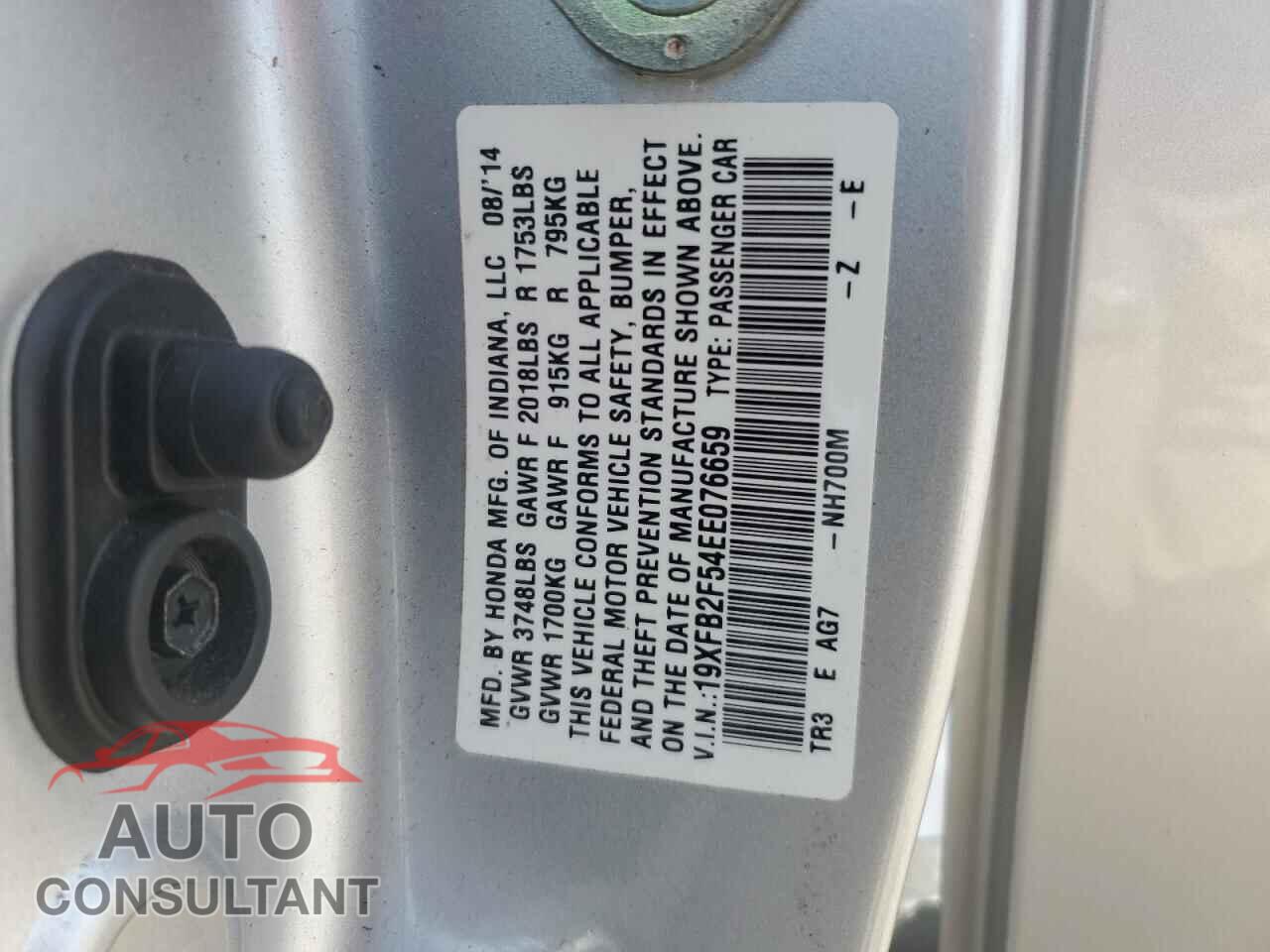 HONDA CIVIC 2014 - 19XFB2F54EE076659