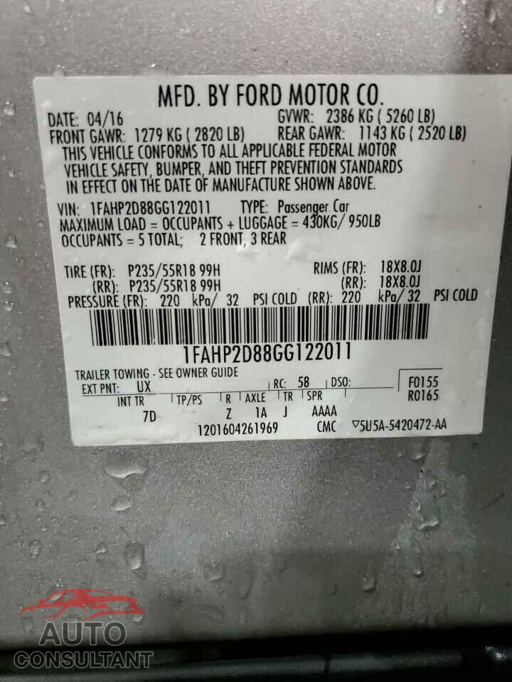 FORD TAURUS 2016 - 1FAHP2D88GG122011