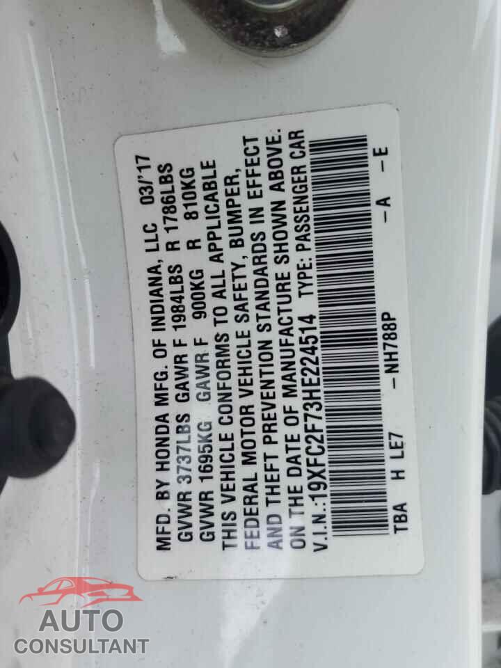 HONDA CIVIC 2017 - 19XFC2F73HE224514