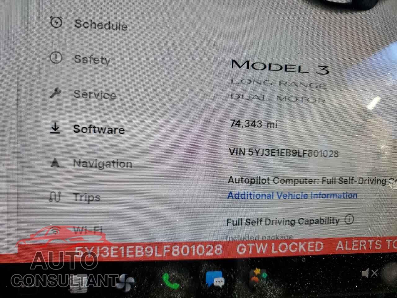 TESLA MODEL 3 2020 - 5YJ3E1EB9LF801028