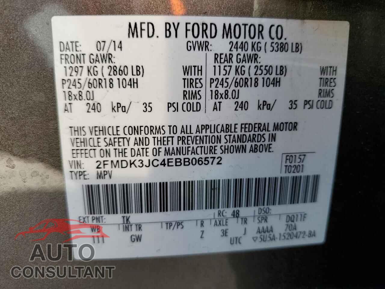 FORD EDGE 2014 - 2FMDK3JC4EBB06572