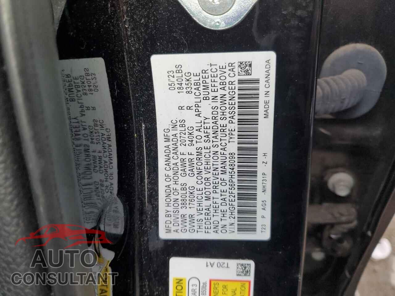HONDA CIVIC 2023 - 2HGFE2F56PH548098