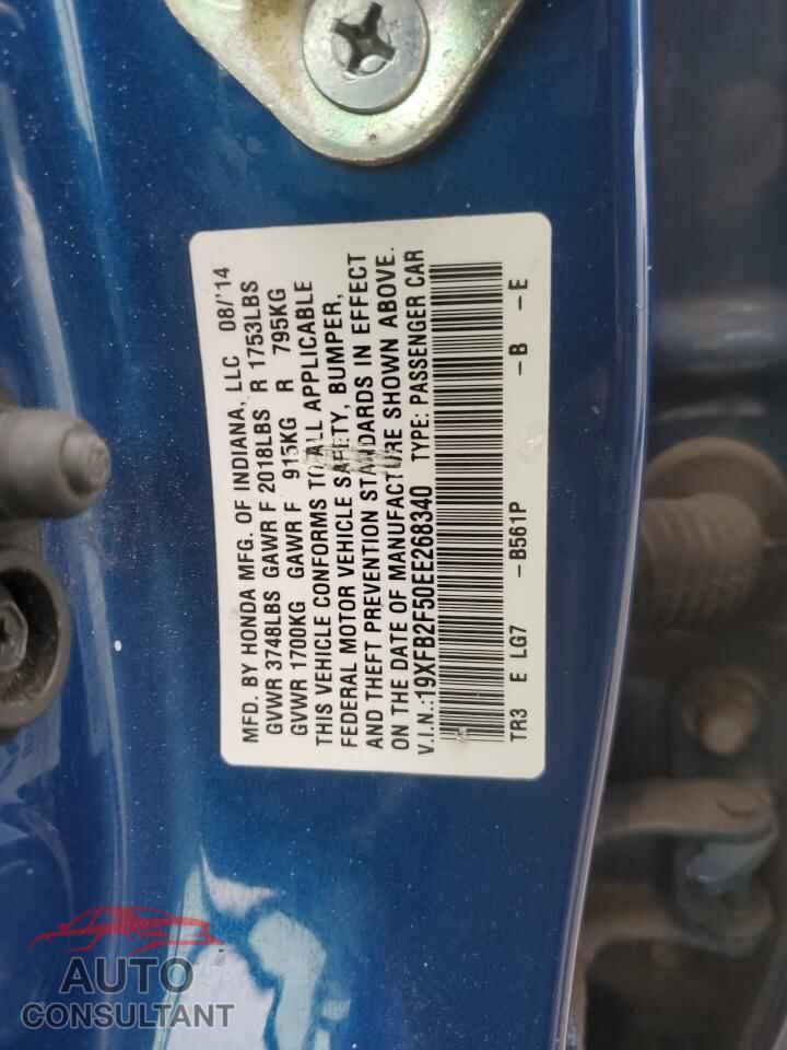 HONDA CIVIC 2014 - 19XFB2F50EE268340