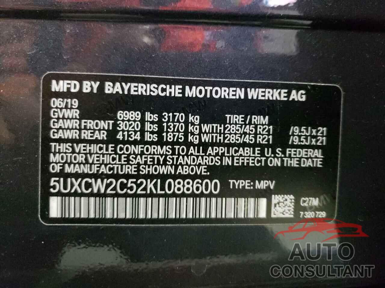 BMW X7 2019 - 5UXCW2C52KL088600