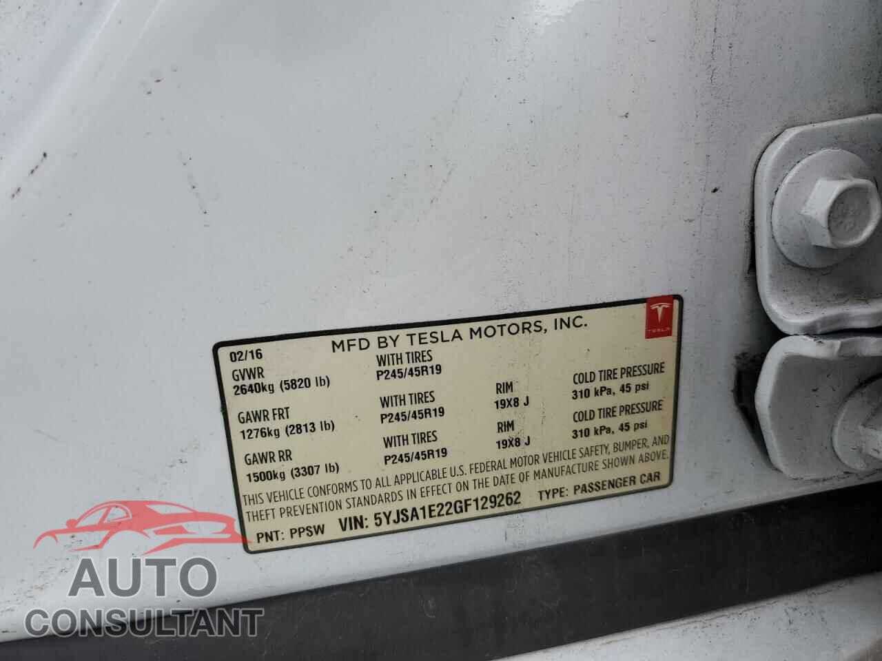 TESLA MODEL S 2016 - 5YJSA1E22GF129262