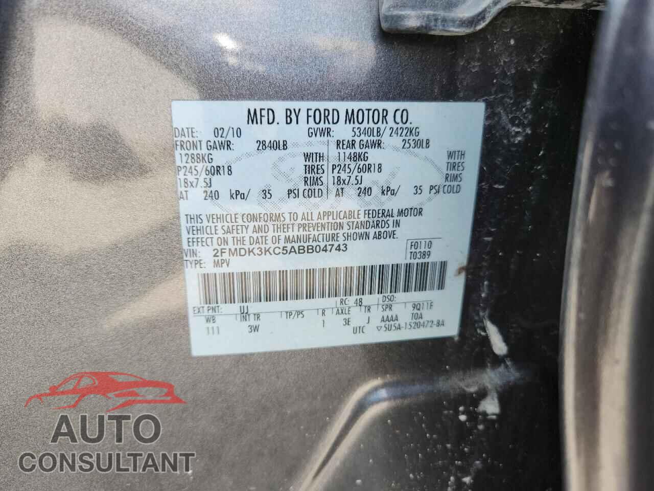 FORD EDGE 2010 - 2FMDK3KC5ABB04743