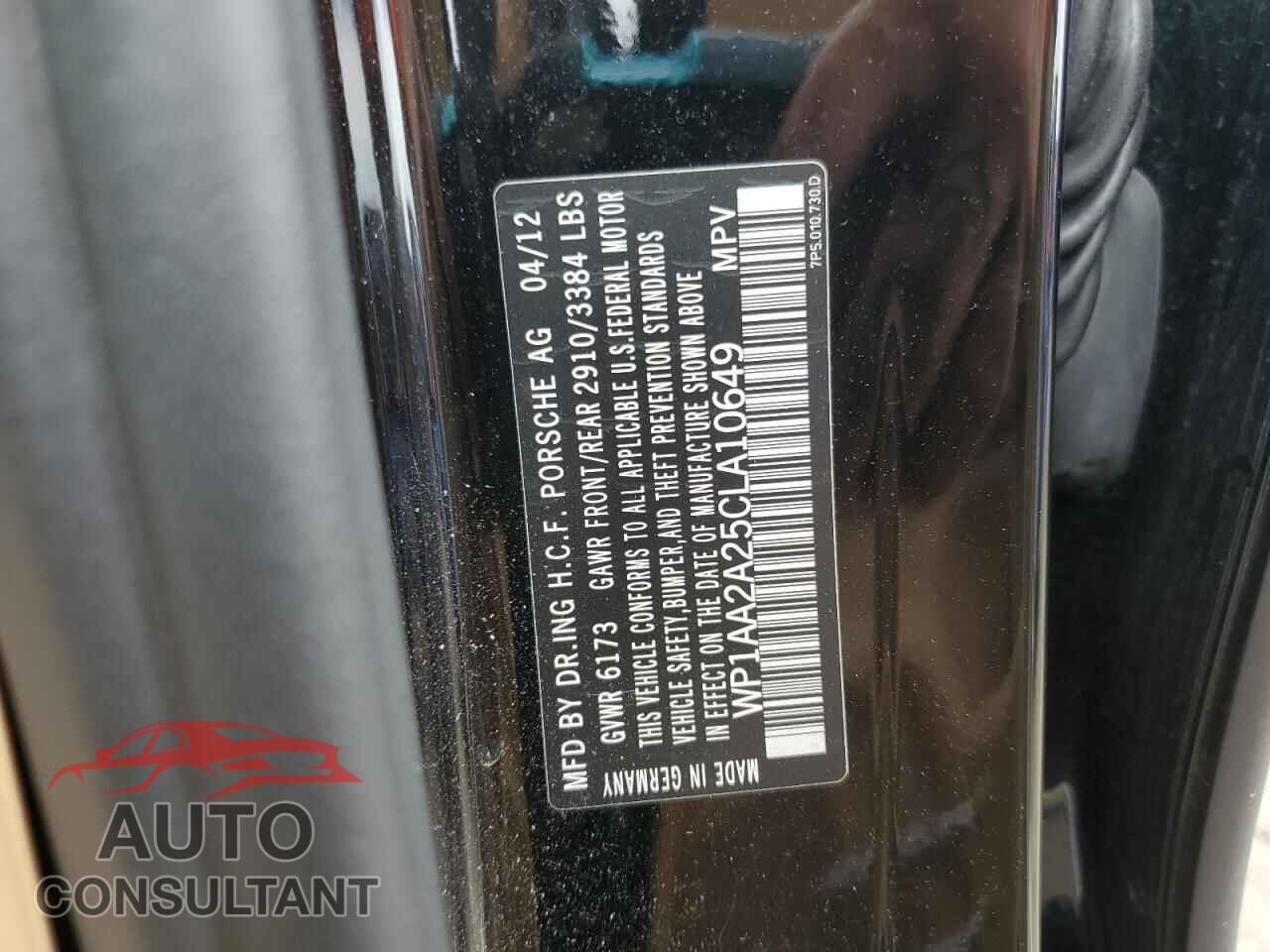 PORSCHE CAYENNE 2012 - WP1AA2A25CLA10649