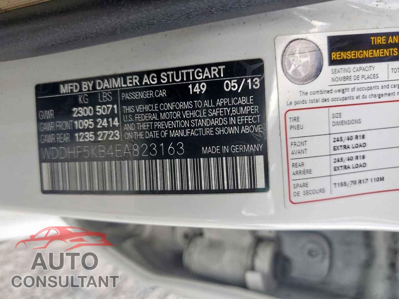 MERCEDES-BENZ E-CLASS 2014 - WDDHF5KB4EA823163