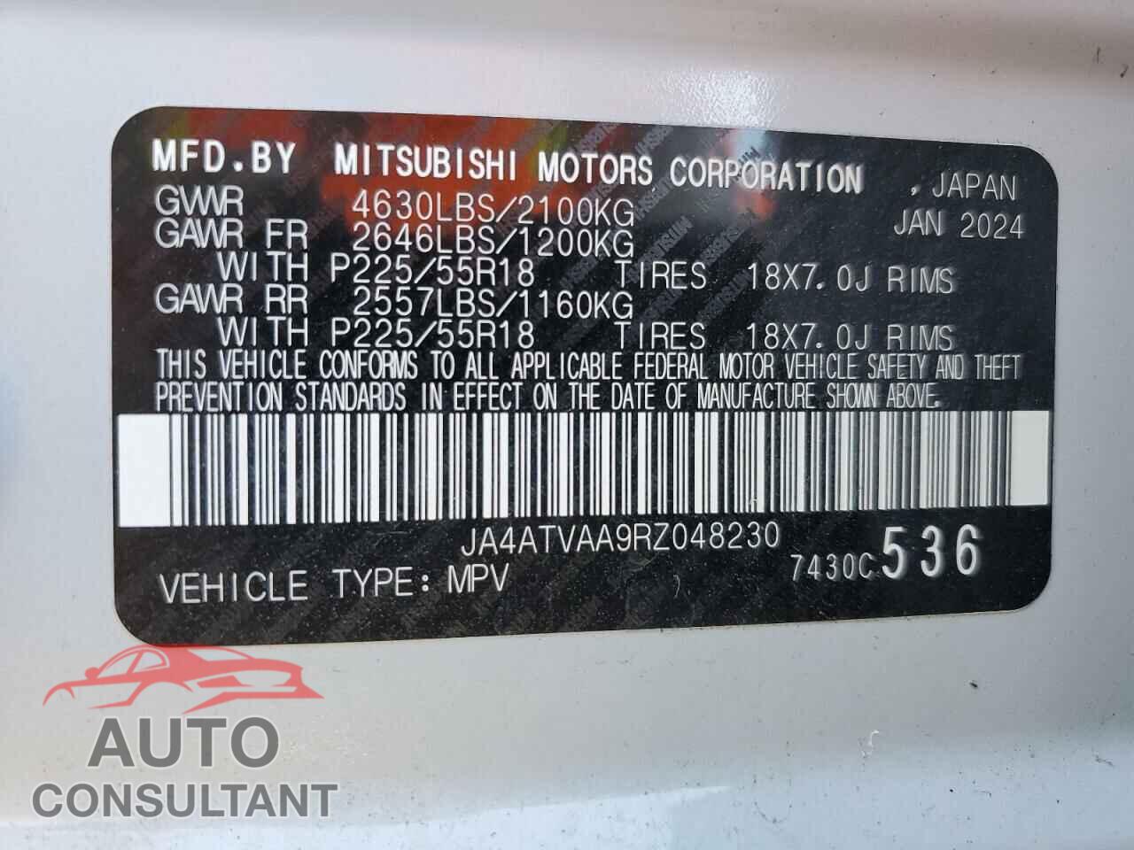 MITSUBISHI ECLIPSE 2024 - JA4ATVAA9RZ048230