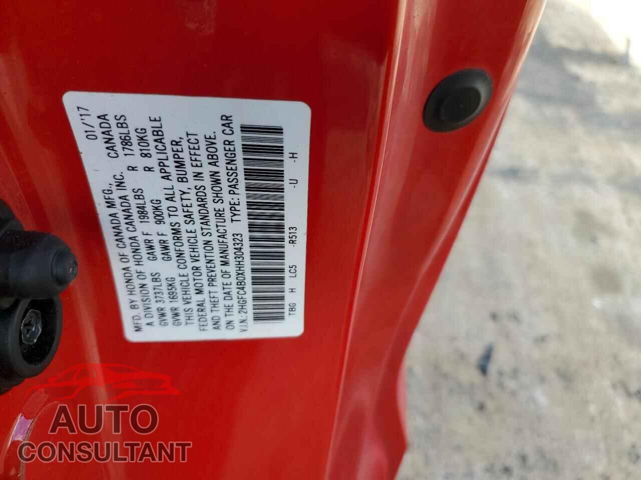 HONDA CIVIC 2017 - 2HGFC4B0XHH304323