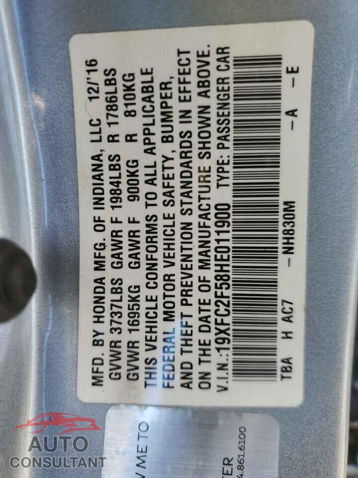 HONDA CIVIC 2017 - 19XFC2F58HE011900