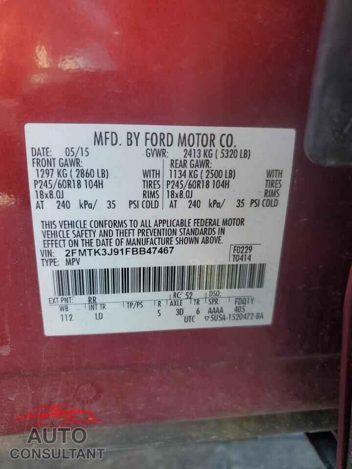 FORD EDGE 2015 - 2FMTK3J91FBB47467