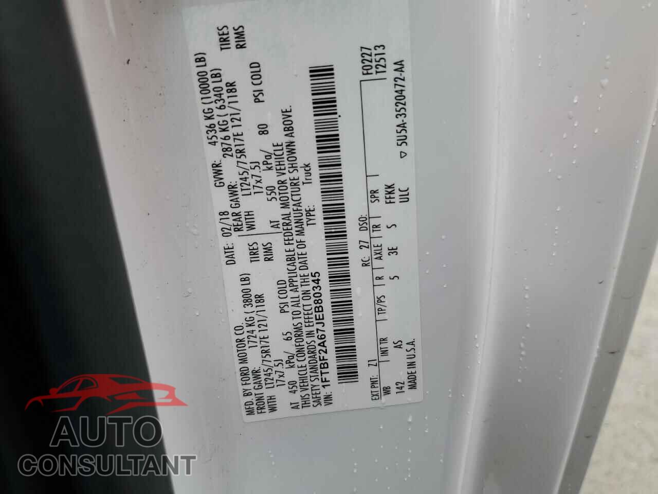 FORD F250 2018 - 1FTBF2A67JEB80345