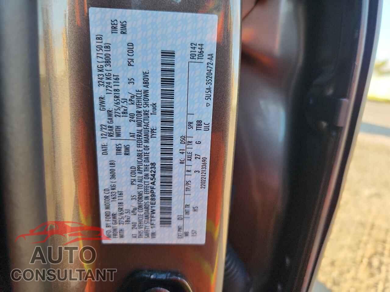 FORD F-150 2023 - 1FTFW1E89PFA54238