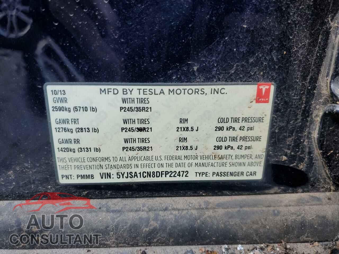 TESLA MODEL S 2013 - 5YJSA1CN8DFP22472