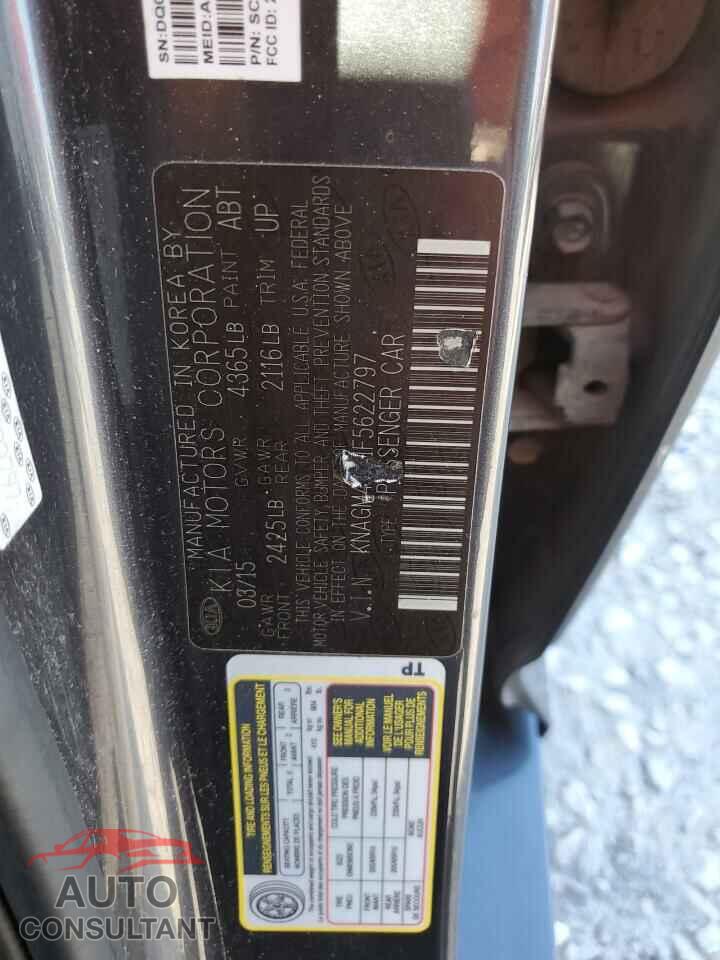 KIA OPTIMA 2015 - KNAGM4A71F5622797