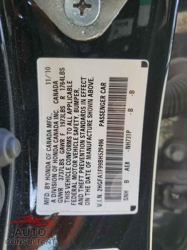 HONDA CIVIC 2011 - 2HGFA1F99BH529496