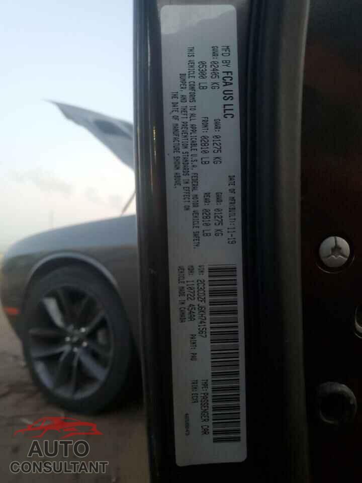 DODGE CHALLENGER 2019 - 2C3CDZFJ6KH741567
