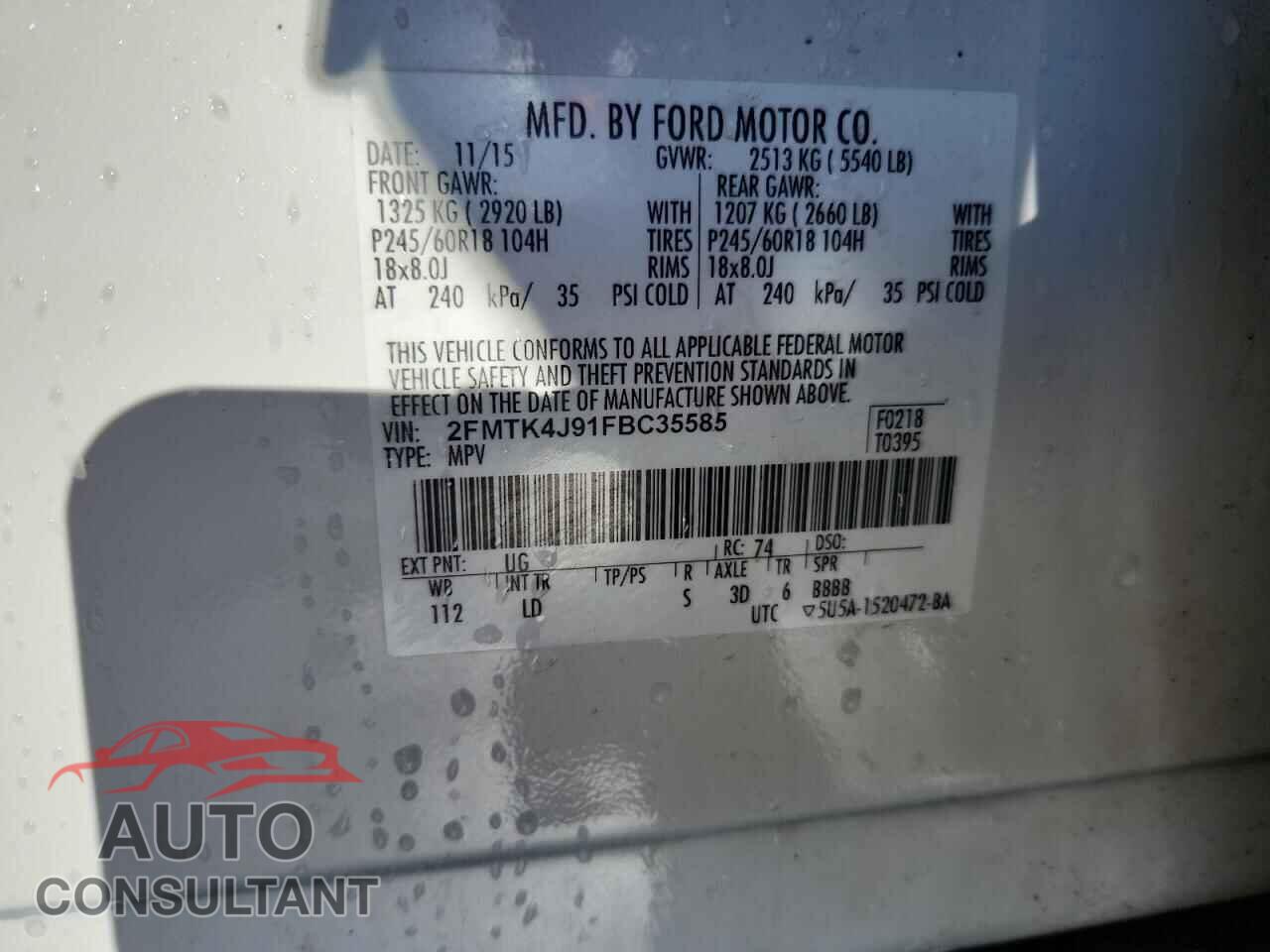 FORD EDGE 2015 - 2FMTK4J91FBC35585