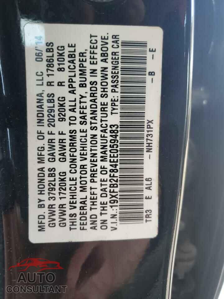 HONDA CIVIC 2014 - 19XFB2F84EE059483