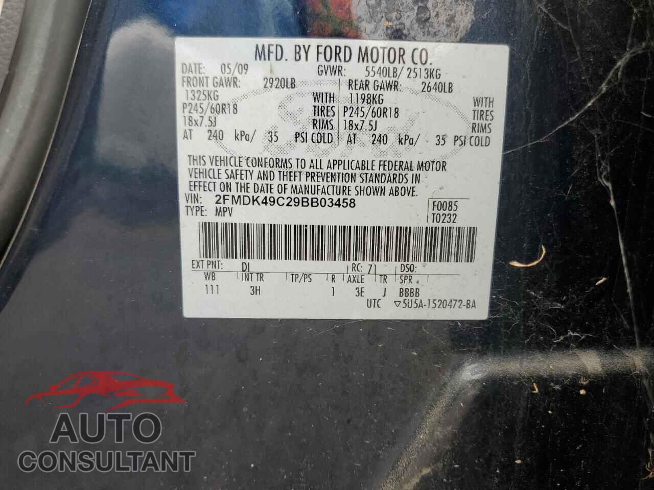 FORD EDGE 2009 - 2FMDK49C29BB03458