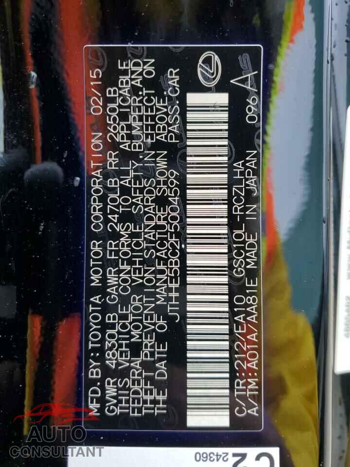 LEXUS RX350 2015 - JTHHE5BC2F5004599
