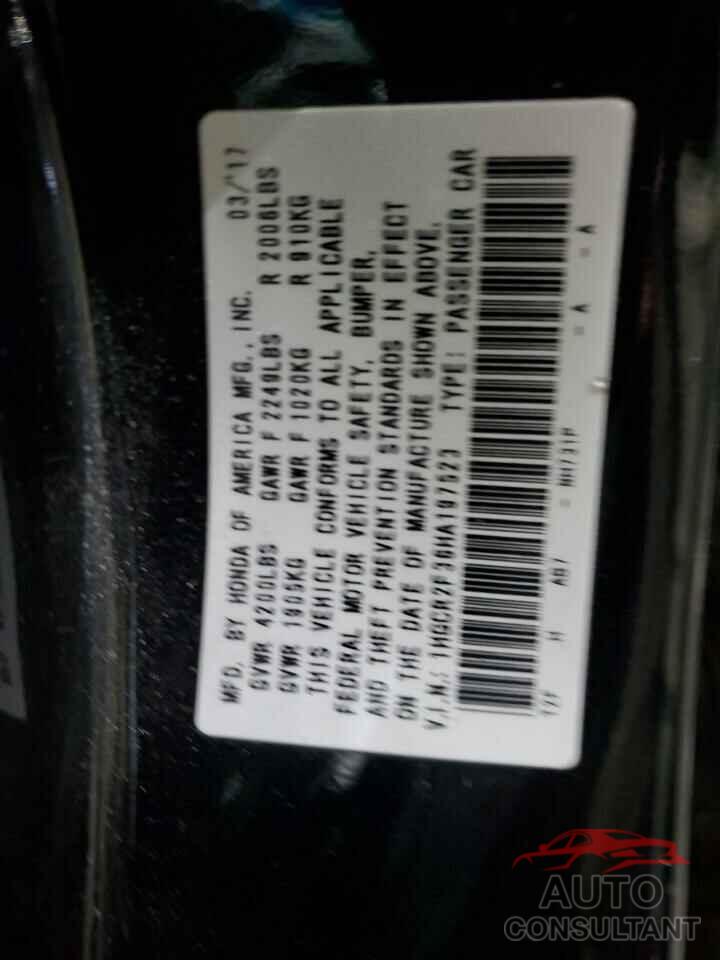 HONDA ACCORD 2017 - 1HGCR2F36HA197523