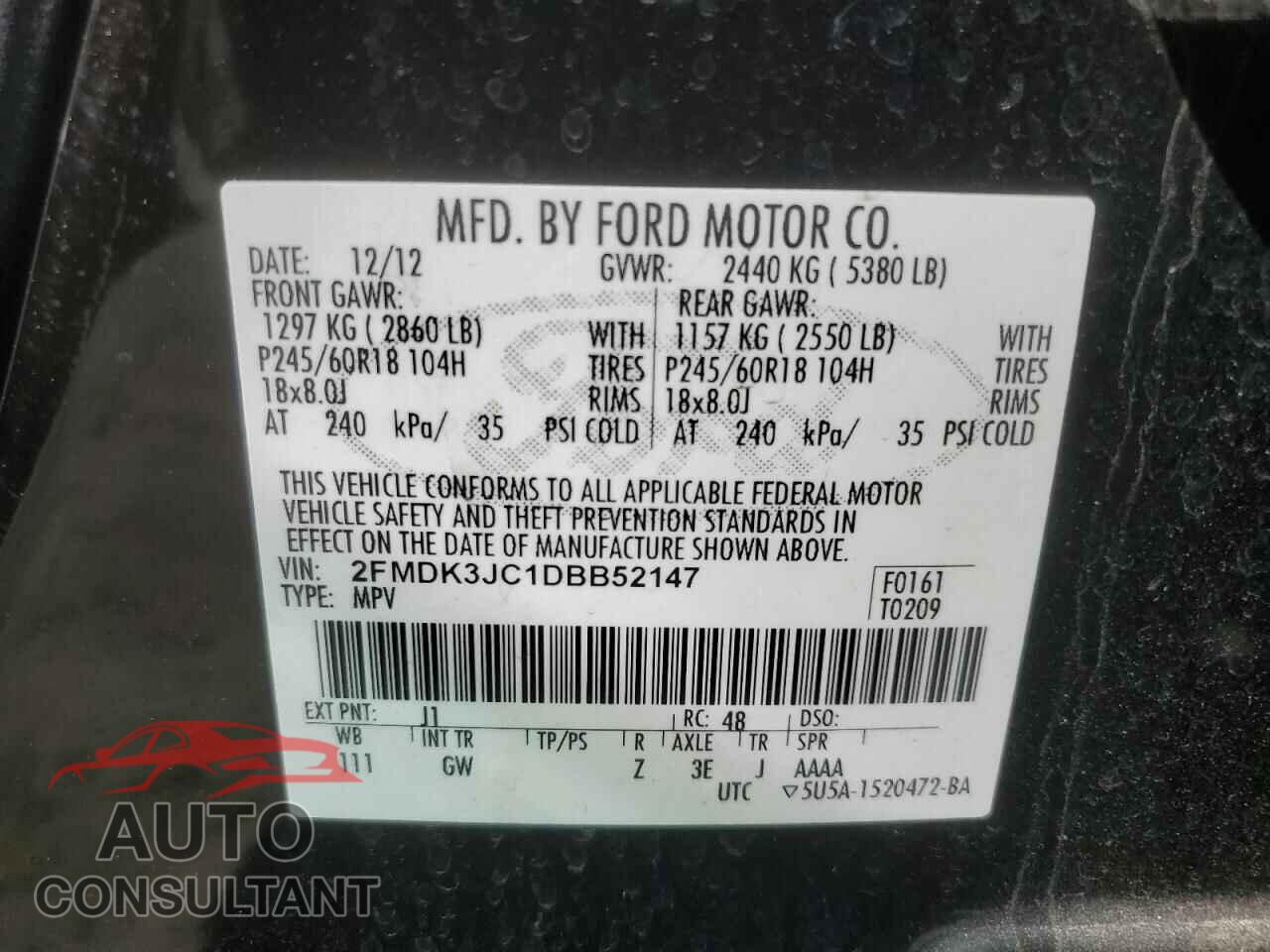 FORD EDGE 2013 - 2FMDK3JC1DBB52147
