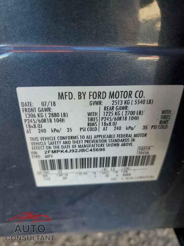 FORD EDGE 2018 - 2FMPK4J92JBC45696