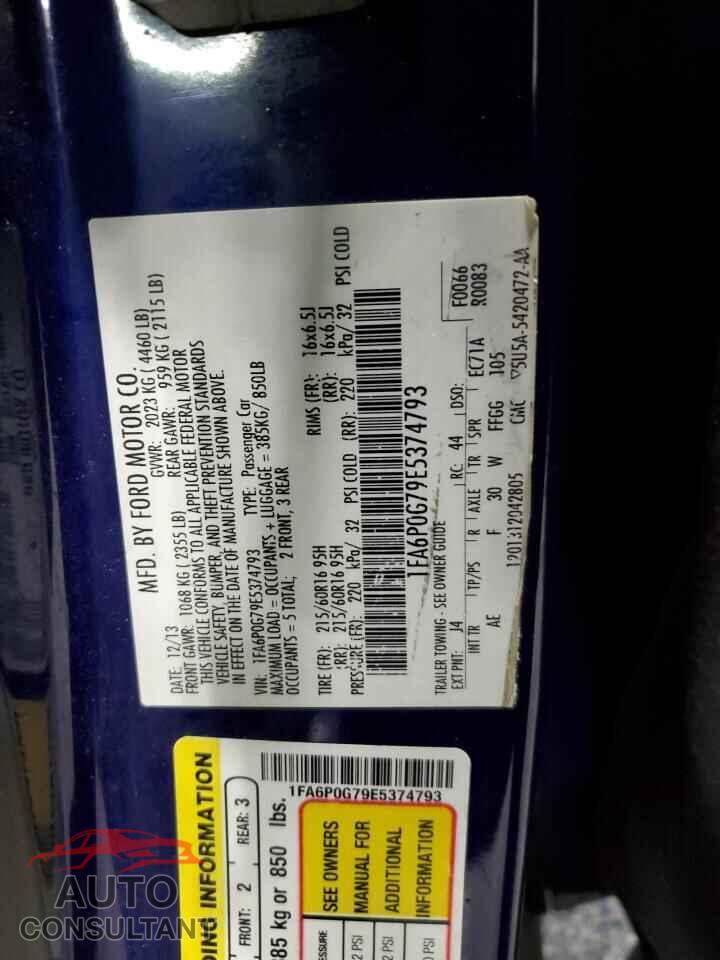FORD FUSION 2014 - 1FA6P0G79E5374793