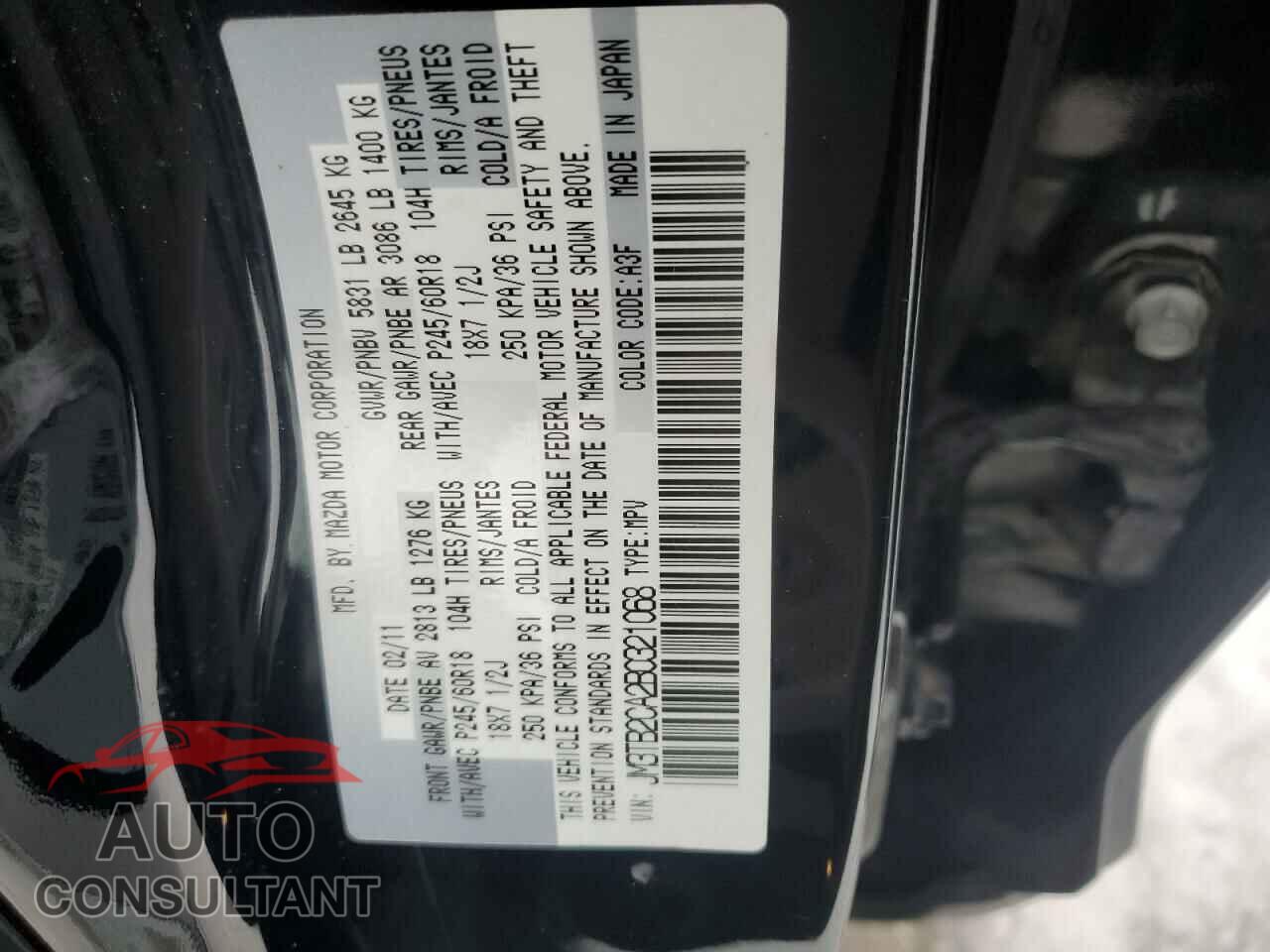 MAZDA CX-9 2011 - JM3TB2CA2B0321068