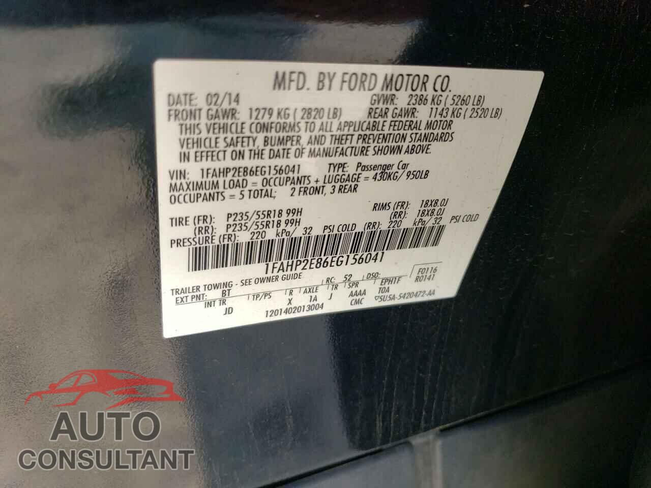 FORD TAURUS 2014 - 1FAHP2E86EG156041