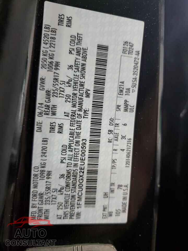 FORD ESCAPE 2014 - 1FMCU0GX2EUE00593