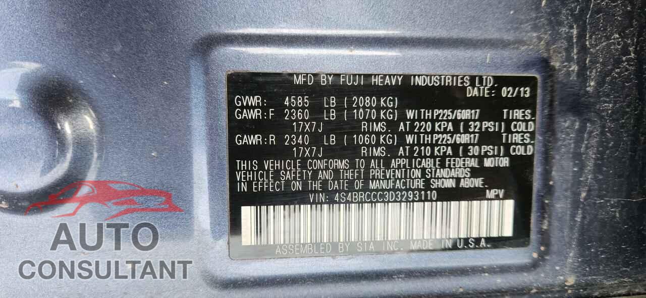 SUBARU OUTBACK 2013 - 4S4BRCCC3D3293110