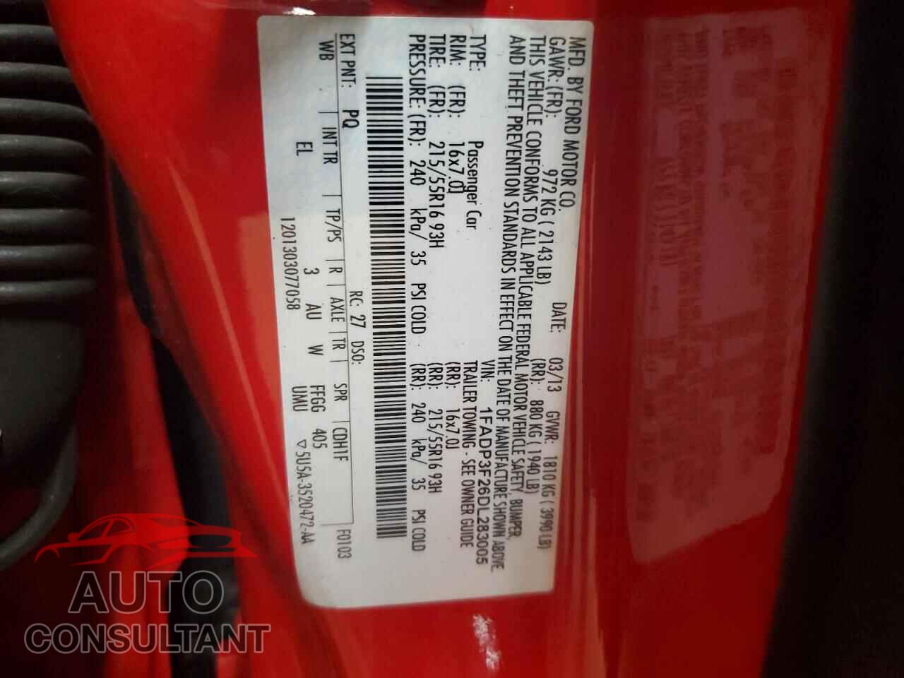 FORD FOCUS 2013 - 1FADP3F26DL283005