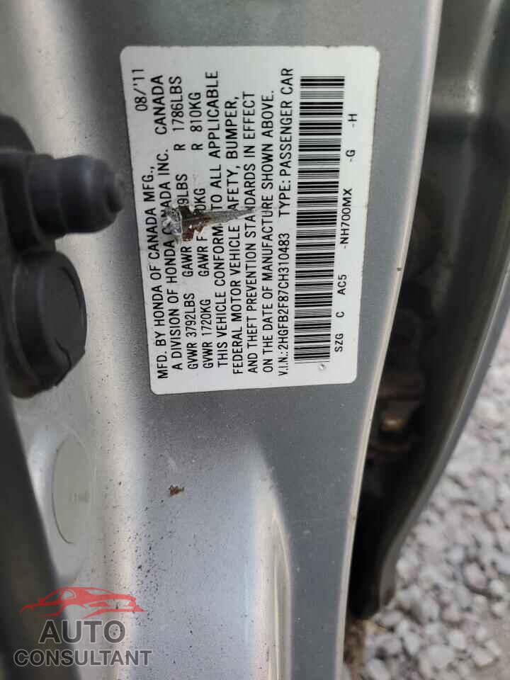 HONDA CIVIC 2012 - 2HGFB2F87CH310483