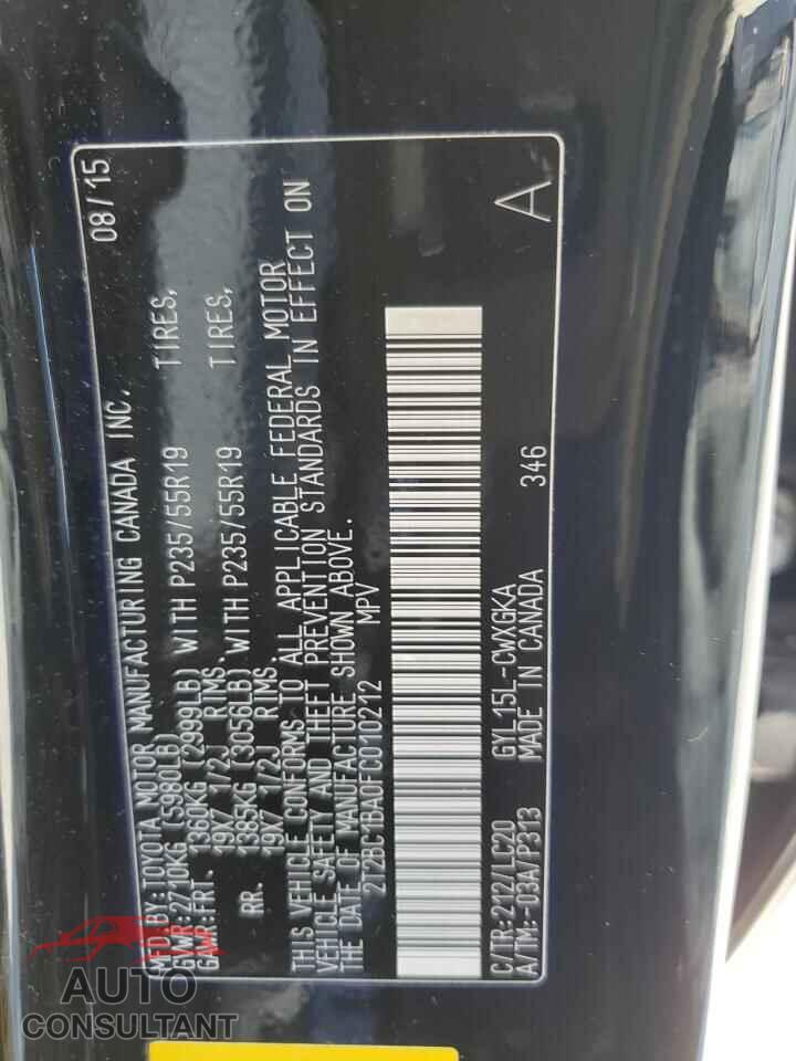 LEXUS RX450 2015 - 2T2BC1BA0FC010212