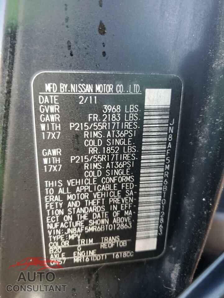 NISSAN JUKE 2011 - JN8AF5MR6BT012863
