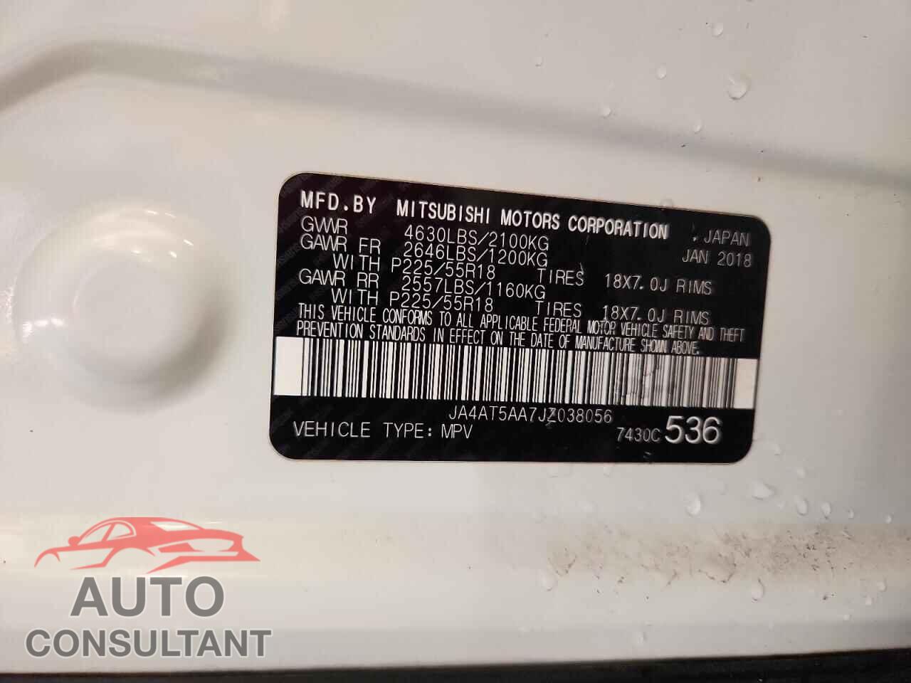 MITSUBISHI ECLIPSE 2018 - JA4AT5AA7JZ038056