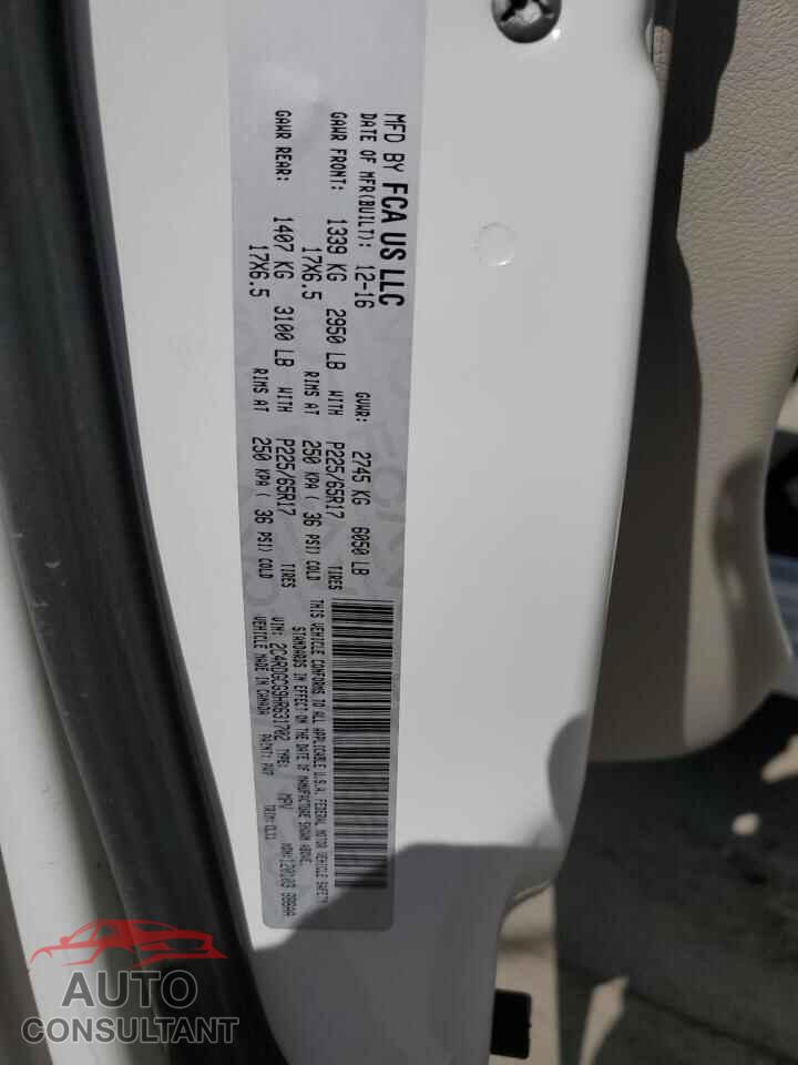 DODGE CARAVAN 2017 - 2C4RDGCG9HR631702