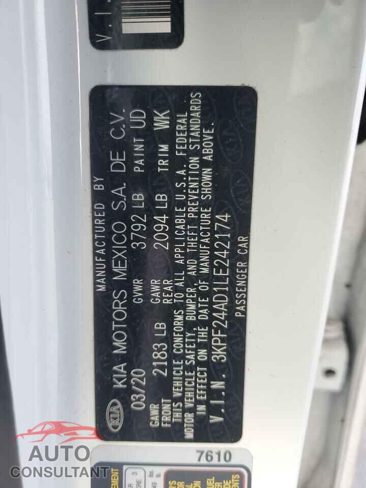 KIA FORTE 2020 - 3KPF24AD1LE242174