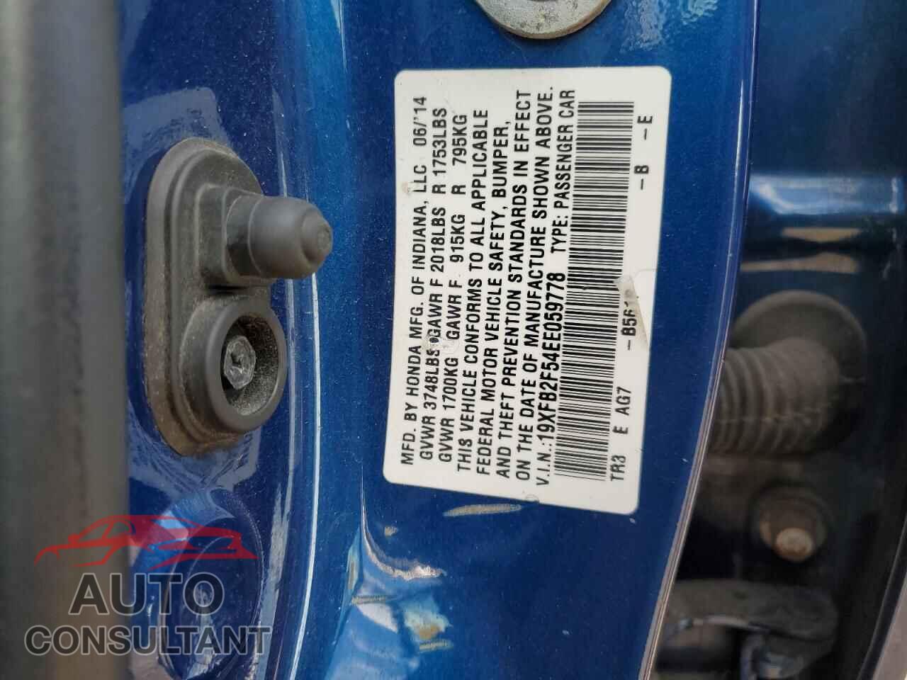 HONDA CIVIC 2014 - 19XFB2F54EE059778
