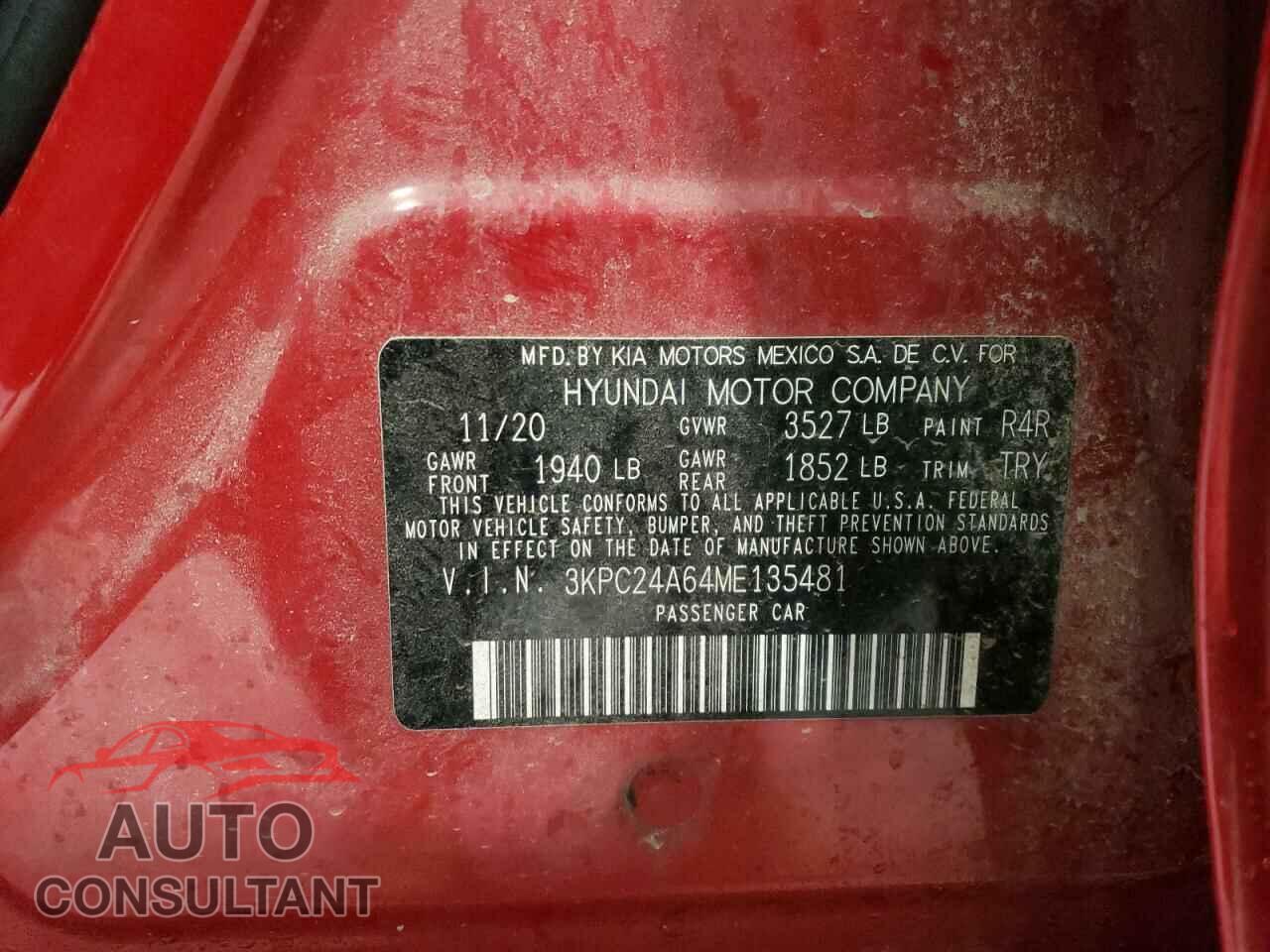 HYUNDAI ACCENT 2021 - 3KPC24A64ME135481