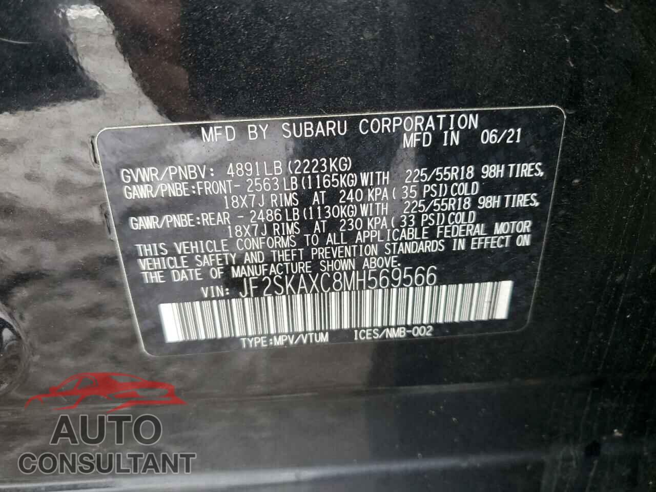 SUBARU FORESTER 2021 - JF2SKAXC8MH569566