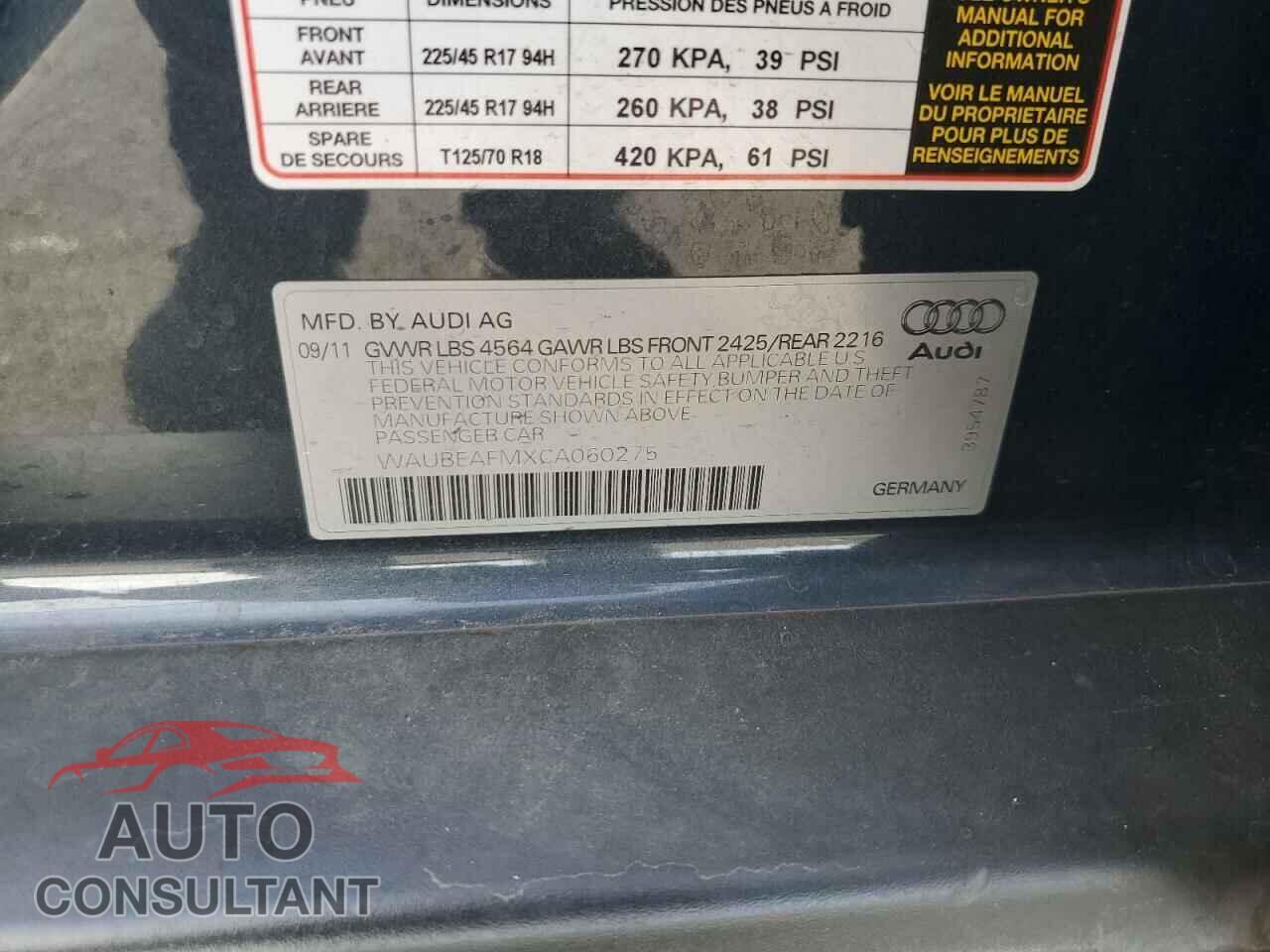 AUDI A3 2012 - WAUBEAFMXCA060275